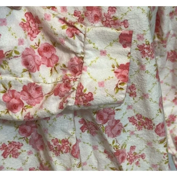 Vtg French Dressing Flannel Nightgown Womens S Pink Made In Hong Kong Cottage - Picture 3 of 5